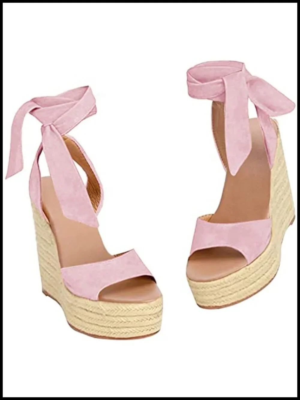 Platform Wedge Espadrilles Open Toe High Heel Sandals Ankle Strap